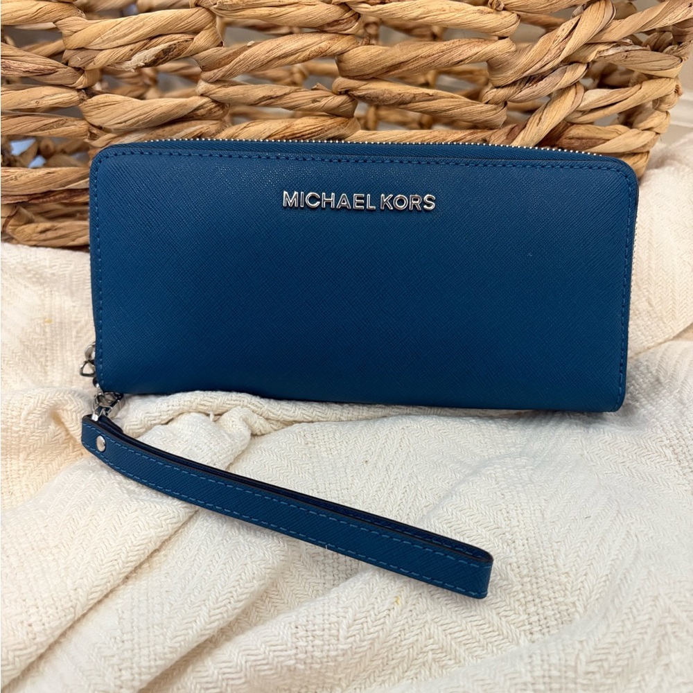 Michael Kors Teal Zip-Around Wallet